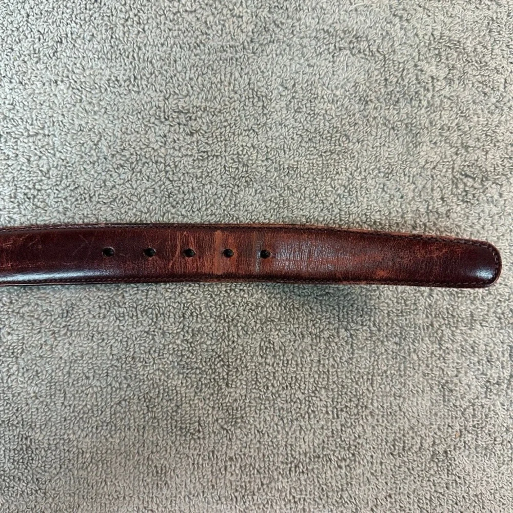 Trafalgar Cortina Mens Leather Belt 32 Burgundy Oxblood Brass Buckle Made in USA